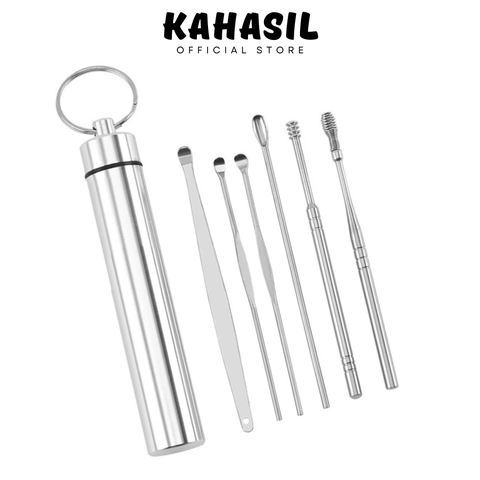 KAHASIL - Korek Kuping Alat Pembersih Telinga Set isi 6 Ear Wax Picker Stainless Steel SR005